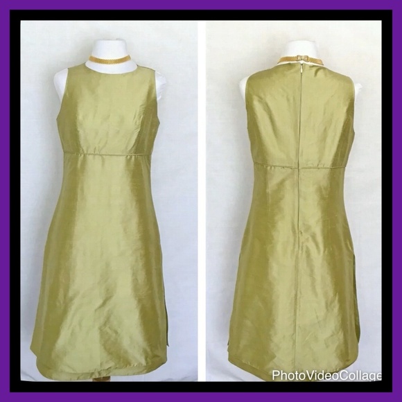 Gold Sleeveless Shift Dress by Jean Michel - Picture 1 of 8